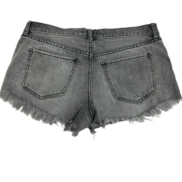 Free People "We The Free" Denim Fray Hem Shorts, Size 26 - Picture 2 of 8
